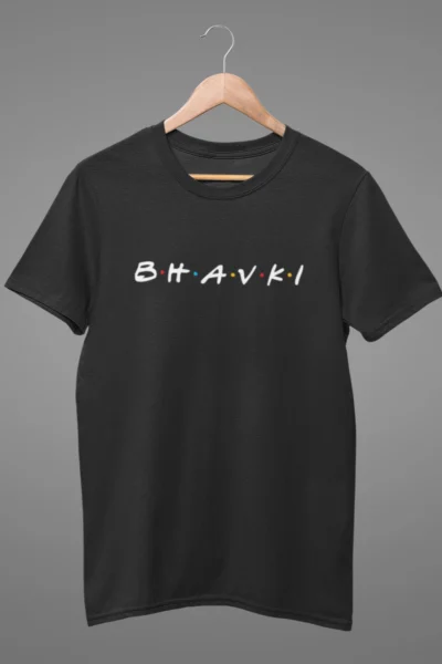 Powerful Bhavki Marathi Printed T-Shirt In Black