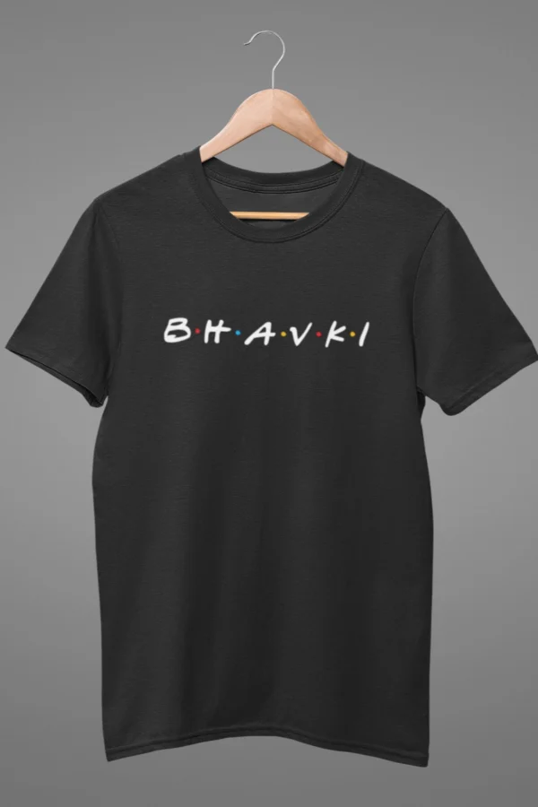 Powerful Bhavki Marathi Printed T-Shirt In Black