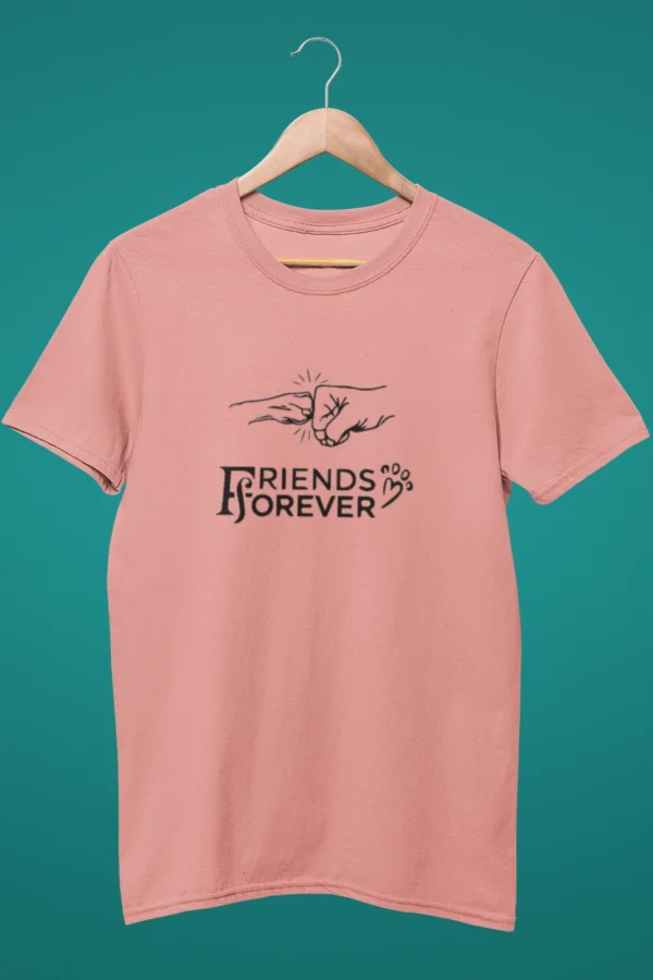 Friends Forever Pet Lovers' T-Shirt for Women In Flamingo Color